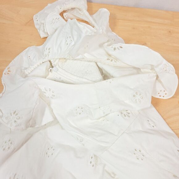 Forever That Girl Ruffled Eyelet Square-Neck Dress Women's Sz L Anthropologie - Picture 7 of 13